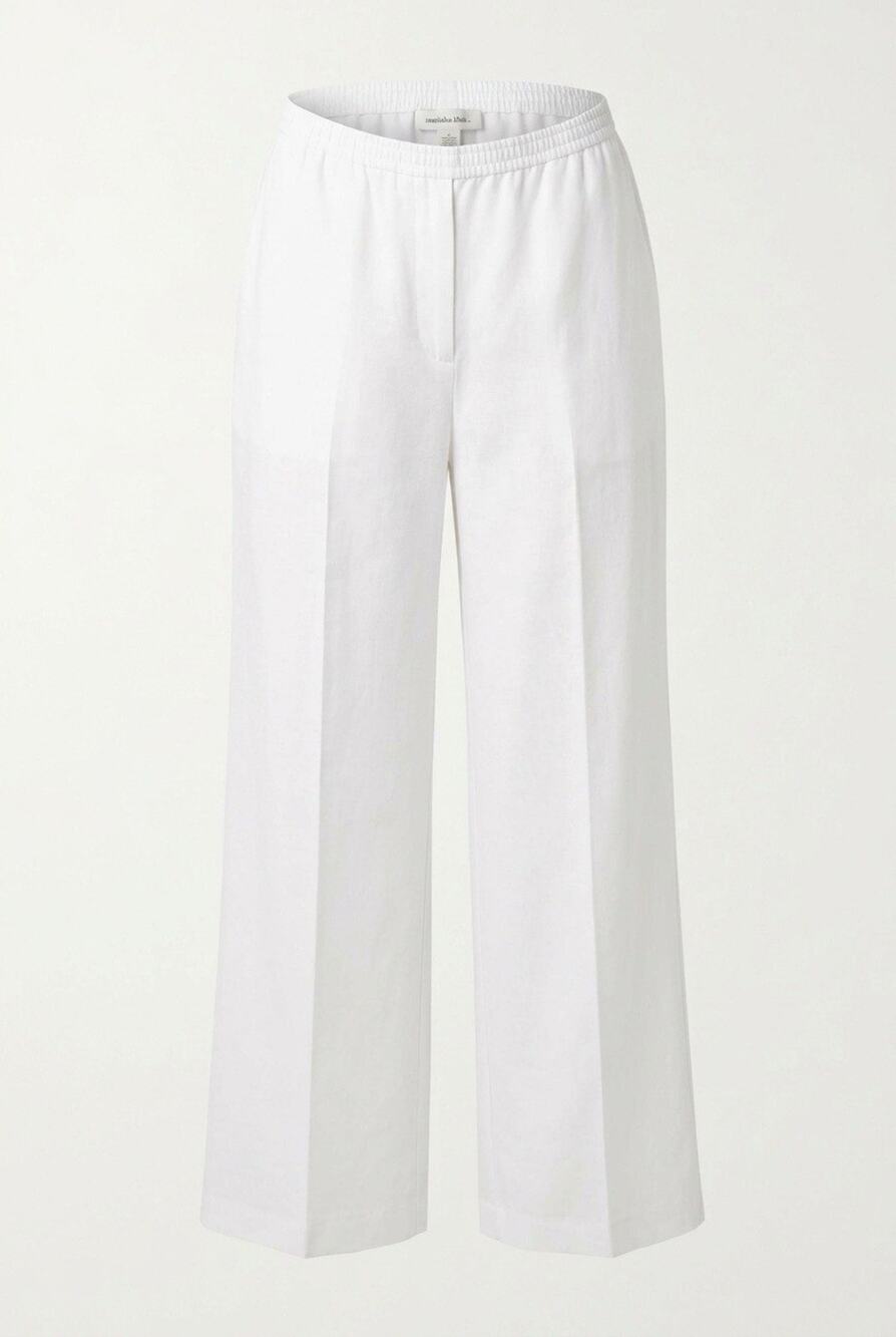 NWT Abercrombie & Fitch Womens White Wide Leg Elastic Waist Polyester Pants L